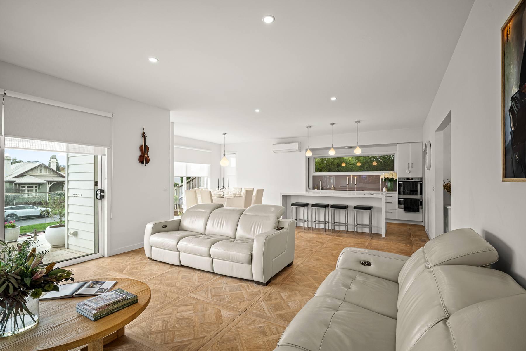 Open plan kitchen and dining